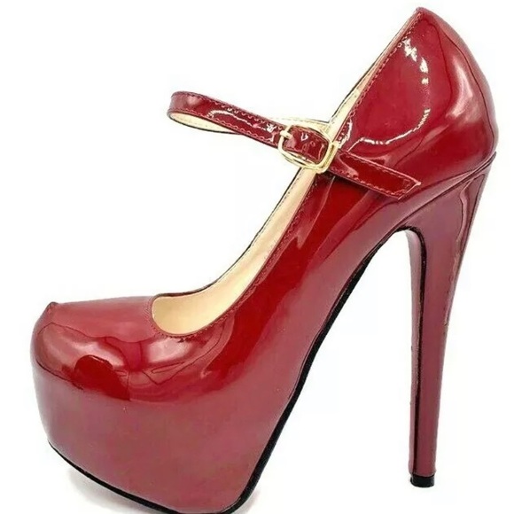 Vivo Rosa by Milano Patent Leather Maroon Platform - Picture 6 of 12